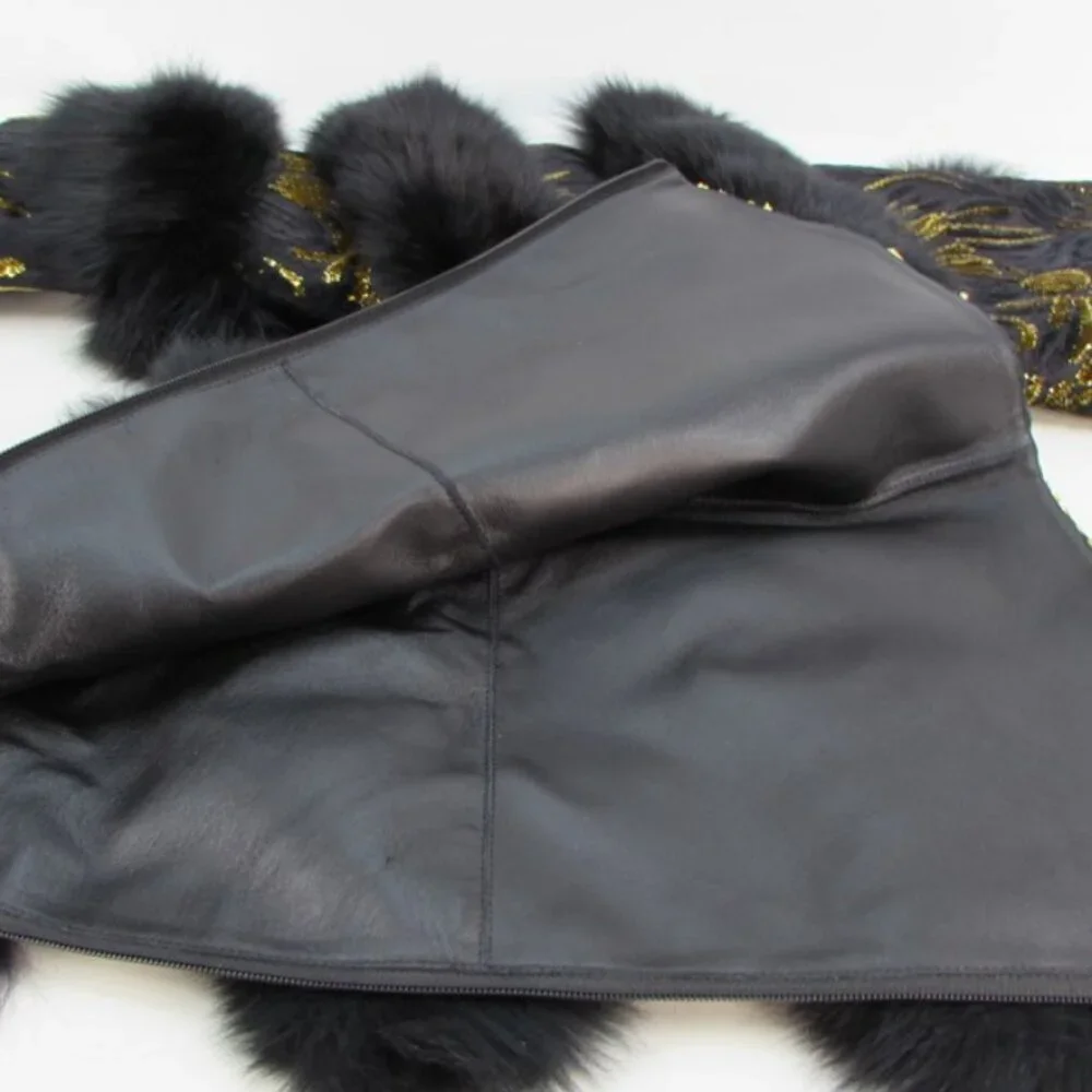 Jennifer Le BLK GLD X (RUNWAY) Thigh Boots RETAILS $1,150 REAL LEATHER & FOX FUR